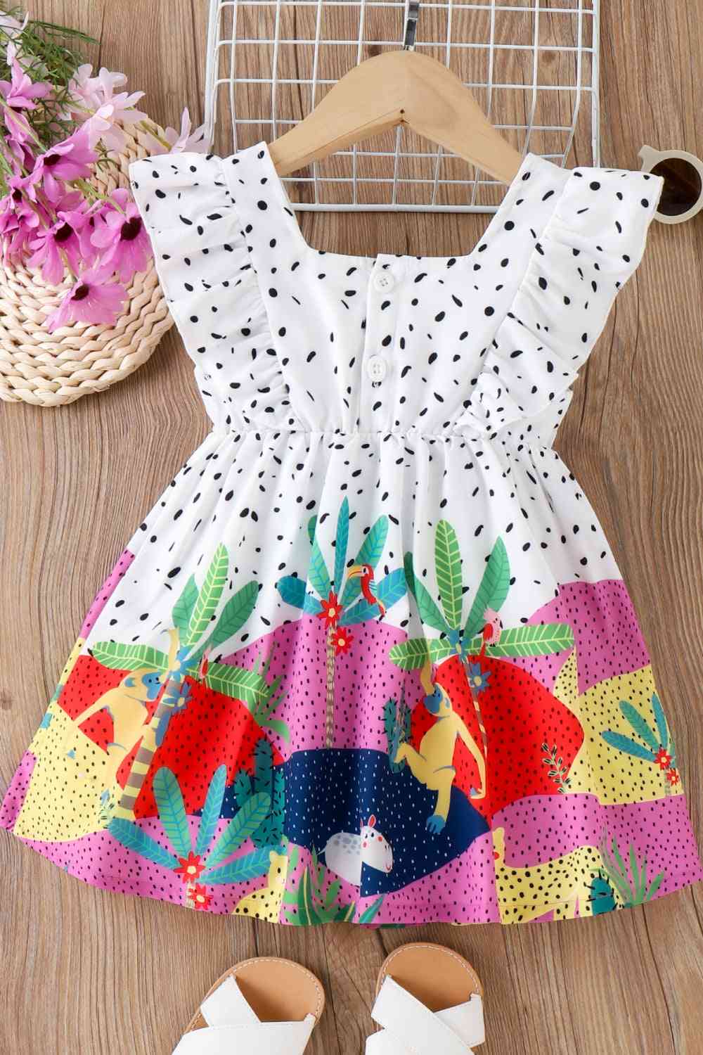 Girls Printed Ruffled Dress