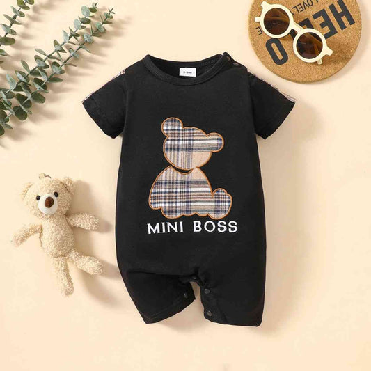 Baby MINI BOSS Bear Graphic Short Sleeve Romper